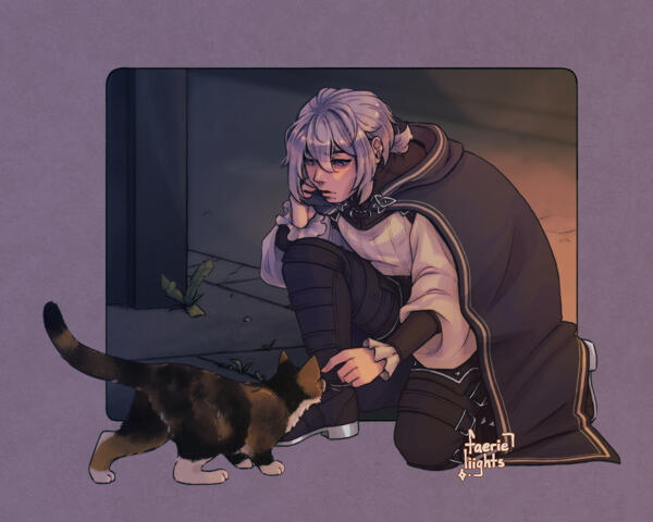 Full body with detailed cropped background and animal